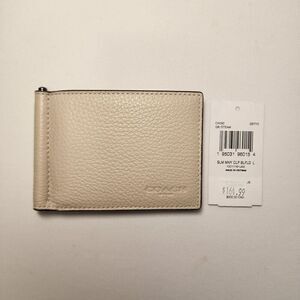 NWT COACH CH090 MEN Slim Money Clip Billfold Wallet in QB/ Steam